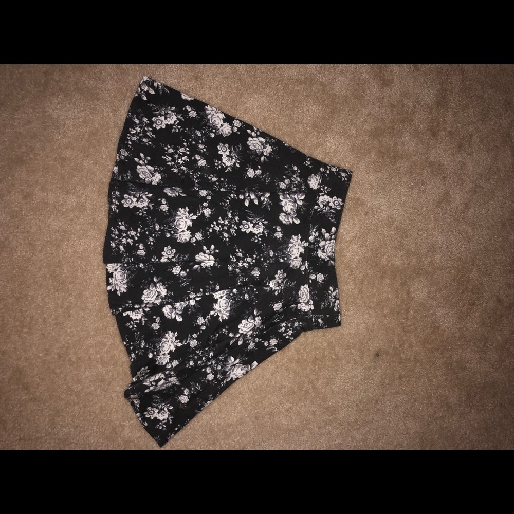 Grey Floral Skater Skirt